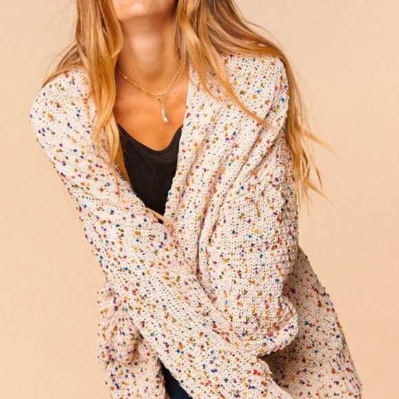 Multicolor Confetti Knit Sweater Cardigan - Picture 3 of 7